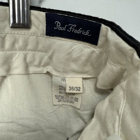 Paul Frederick Mens Pants Black Corduroy Straight Cuffed Pleat Size 36x32 - Picture 7 of 13